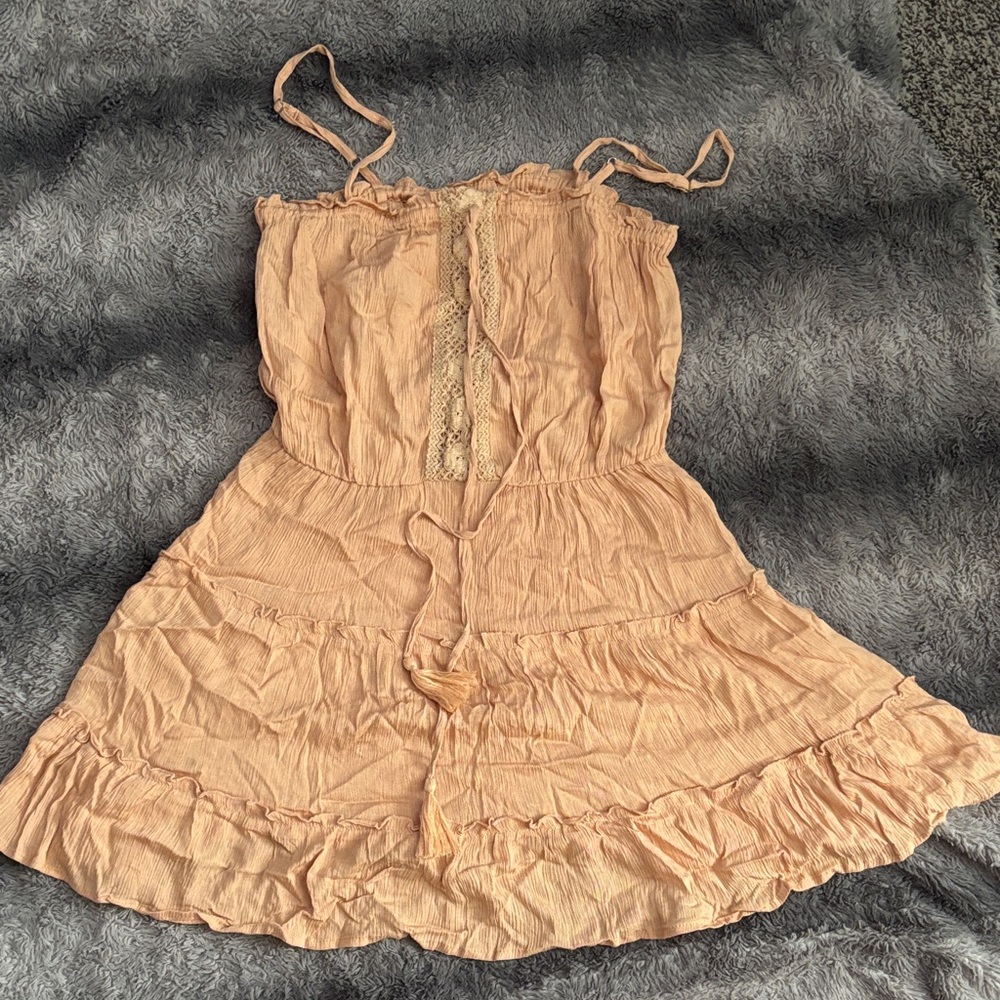 Peach Ruffle Summer Dress